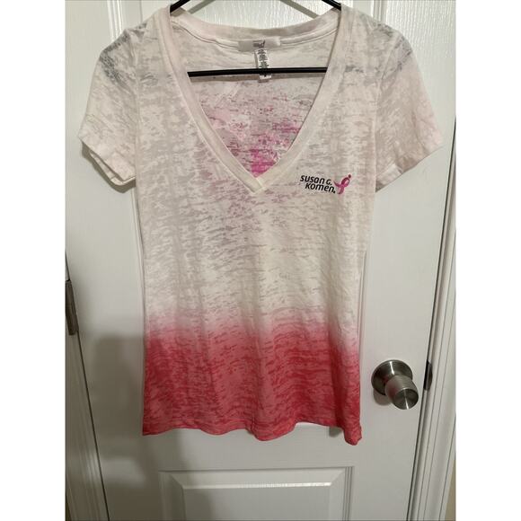 Women’s Susan G Komen Burnout Tshirt Size M, Breast Cancer Awareness Month - Picture 1 of 5